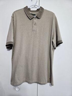 David Taylor Collection Men's Tan Geometric Polo Shirt XL Vintage Golf